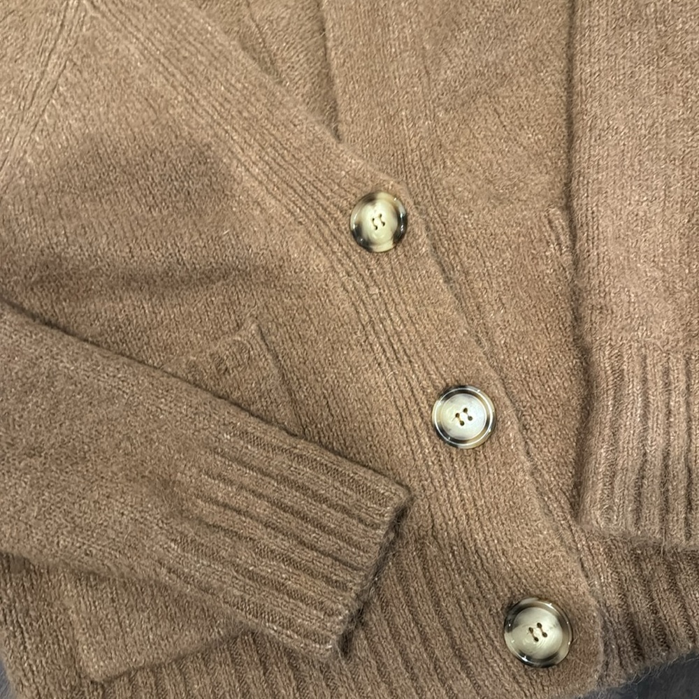 Zara Brown Button-Front Wool Blend Cardigan - Picture 3 of 4